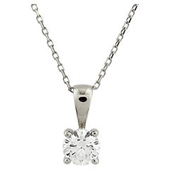 Collar Colgante Diamante Solitario Redondo Clásico Oro Blanco 14KT