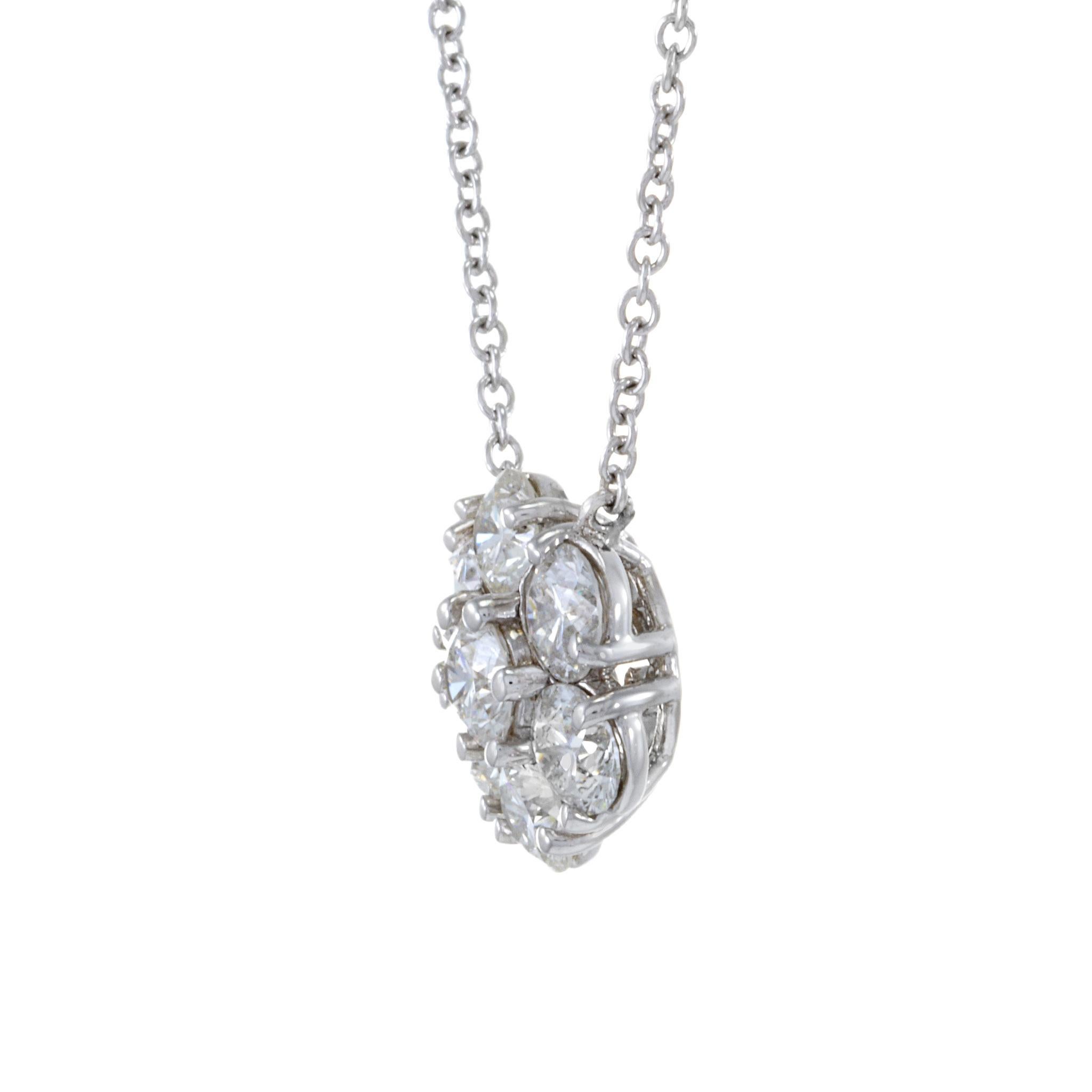 Ciondolo a grappolo con diamanti in oro bianco 14KT in vendita 1