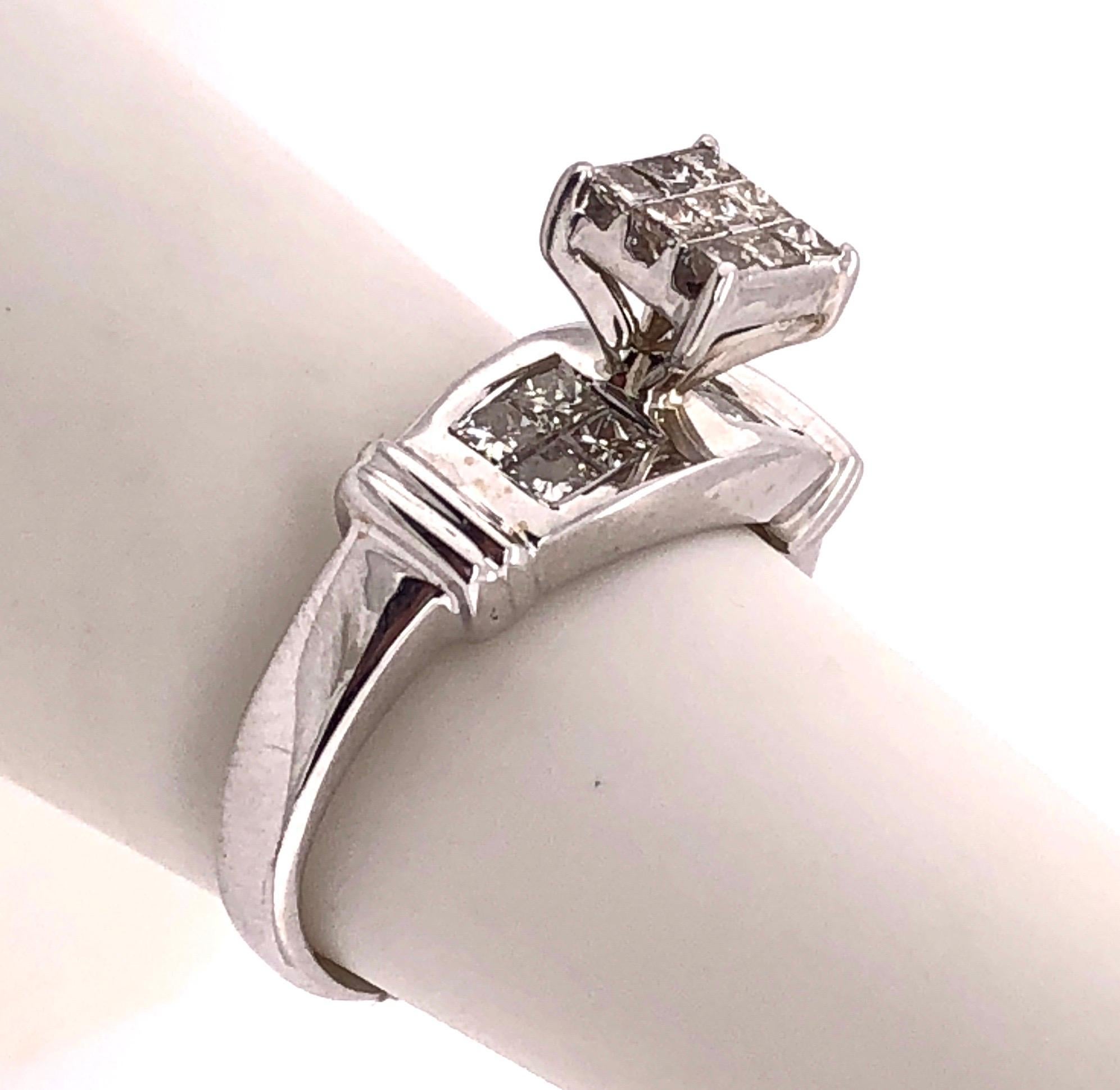 14 Karat White Gold Contemporary Ring 1.00 Total Diamond Weight For Sale 2