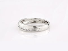 14KT White Gold Criss-Cross Pave Diamond Band Ring