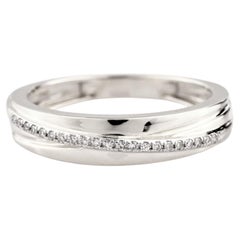 14KT White Gold Criss-Cross Pave Diamond Band Ring