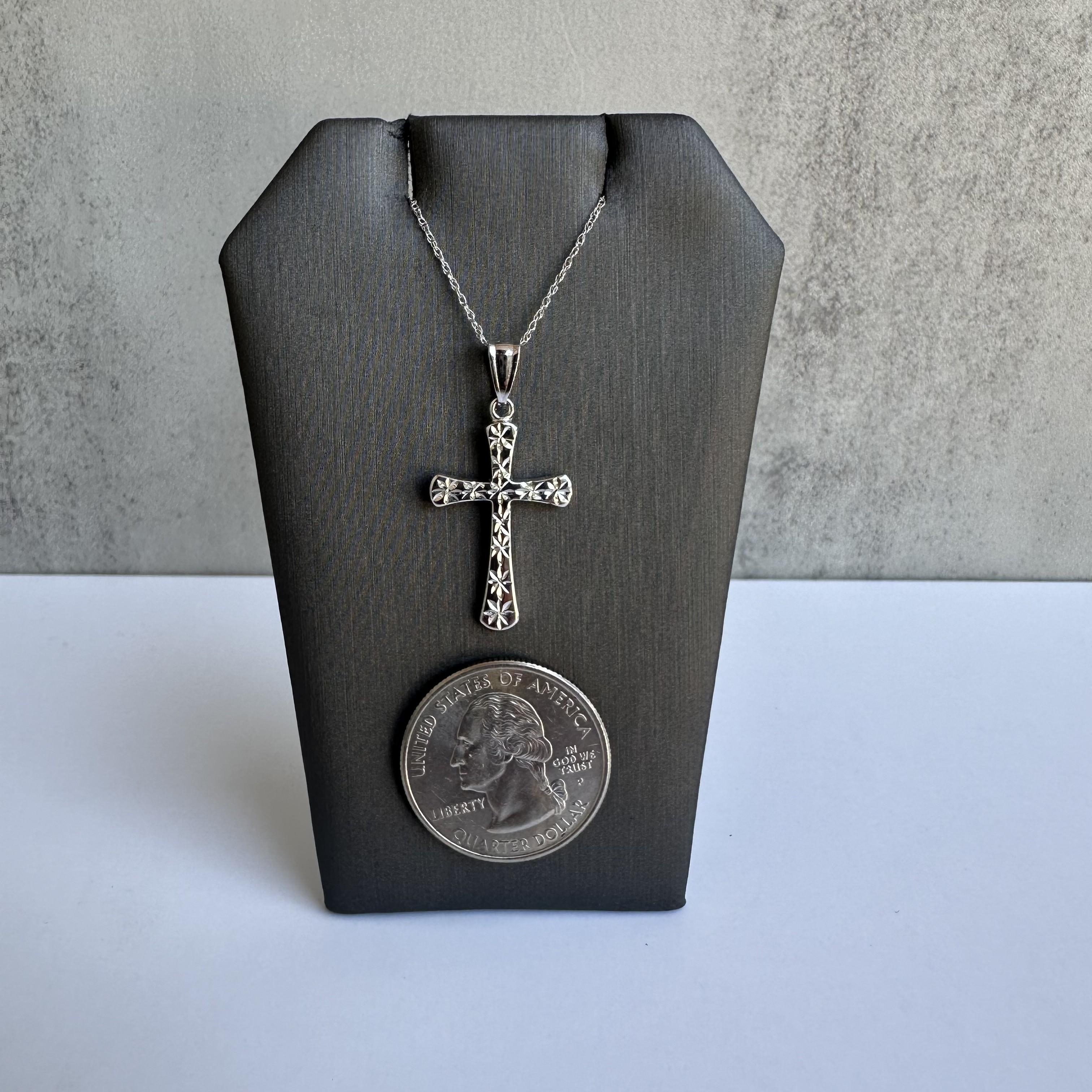 Collana con croce in oro bianco 14kt - Lunghezza 18