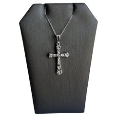 14kt White Gold Cross Necklace - 18" Length, 15/16 x 5/8" Cross, New Condition