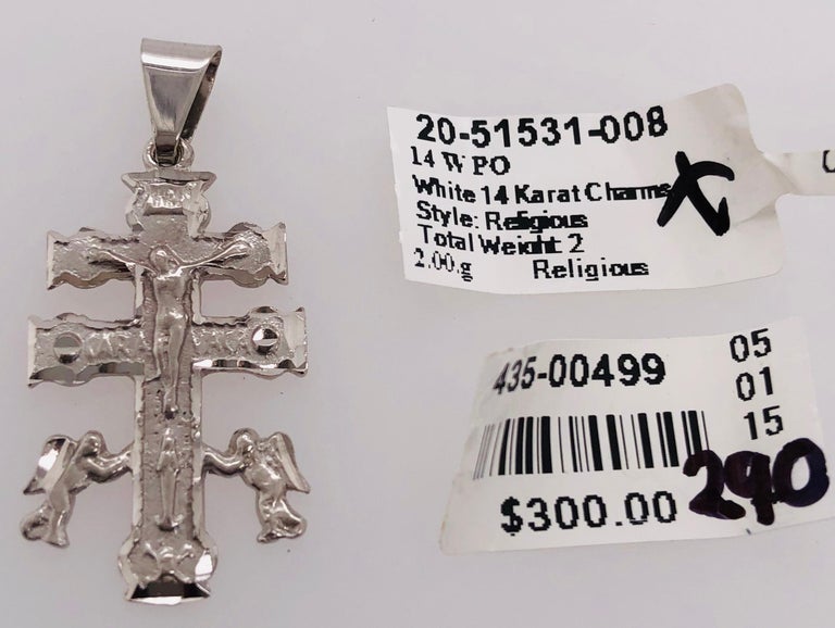 14 Karat White Gold Cross / Religious Pendant For Sale at 1stDibs