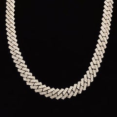 14kt White Gold Cuban Link Chain with 25.10ct Diamonds