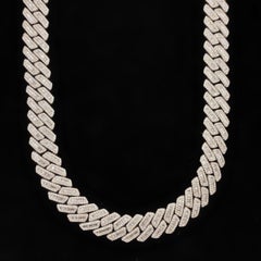 14kt White Gold Cuban Link Chain with 31.20ct Diamonds
