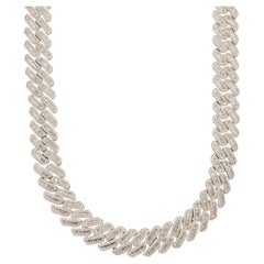 14kt White Gold Cuban Link Chain with 31.20ct Diamonds