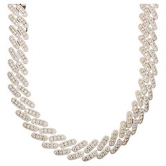 14kt White Gold Cuban Link Chain With 52.0ct Diamonds 