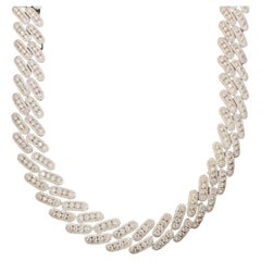 Chaîne à maillons cubains en or blanc 14 carats avec 52,0 carats de diamants