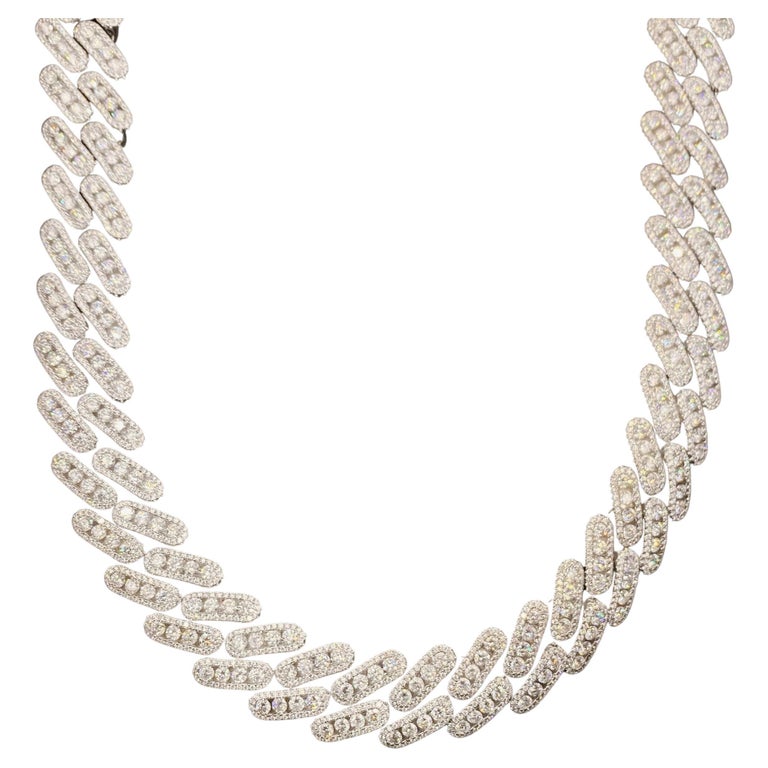 14kt White Gold Cuban Link Chain With 52.0ct Diamonds For Sale at 1stDibs — free download
