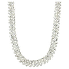14kt White Gold Cuban Link Chain with 55.0ct Diamonds