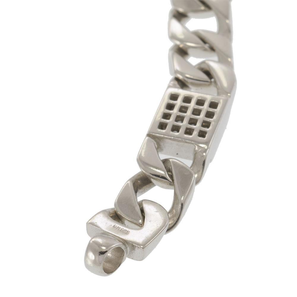Moderno Bracciale da uomo con diamanti a maglie cubane in oro bianco 14KT in vendita