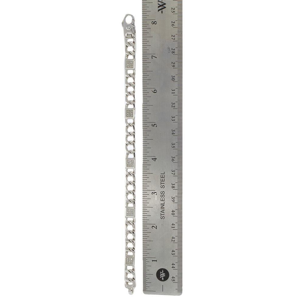 Bracciale da uomo con diamanti a maglie cubane in oro bianco 14KT in vendita 3