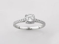 14KT White Gold Cushion Cut Diamond Halo Engagement Ring