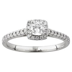 14KT White Gold Cushion Cut Diamond Halo Engagement Ring