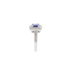 14KT White Gold Cushion-Cut Tanzanite and Diamond Halo Ring
