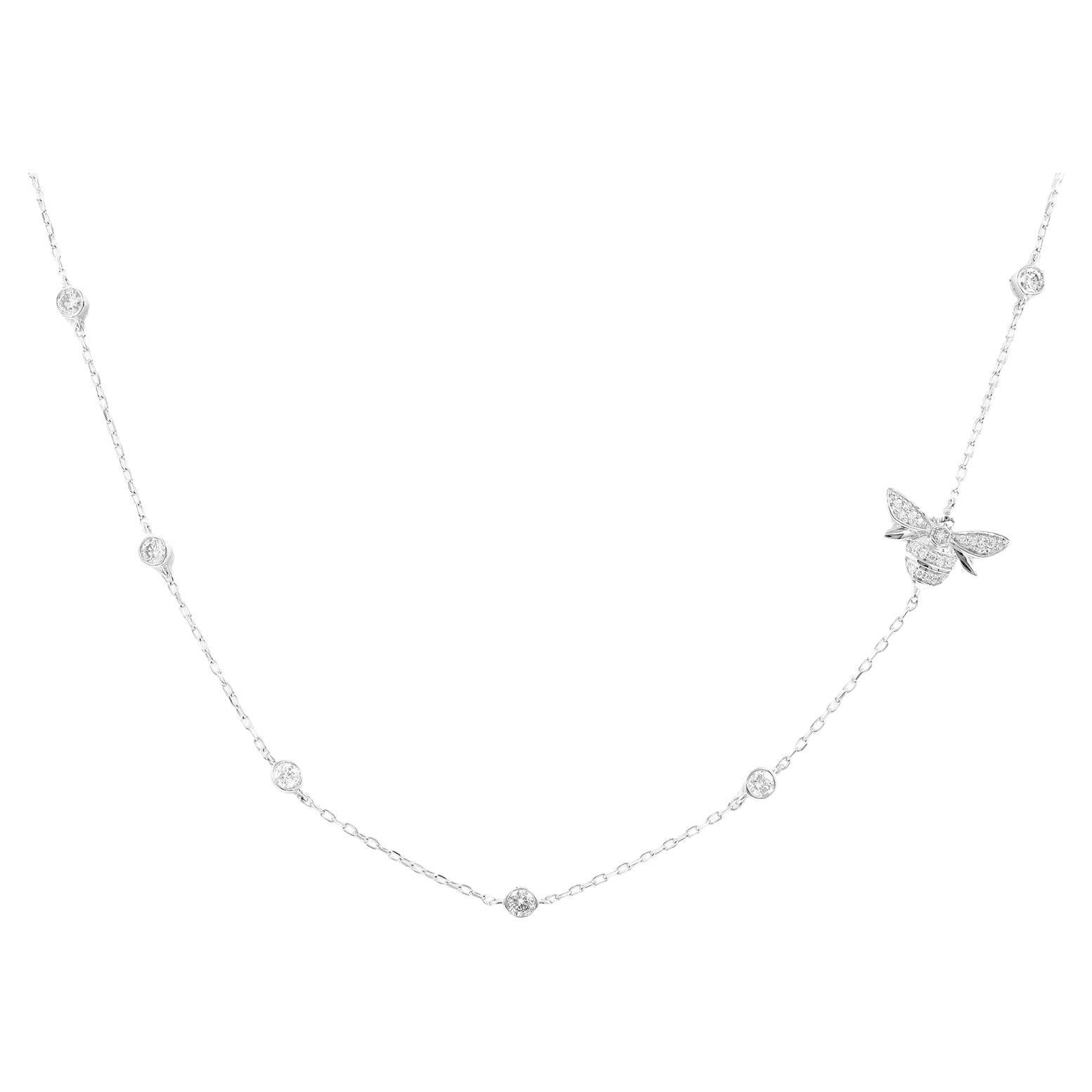 14KT White Gold Dainty Gold Butterfly Necklace with Pavé Stones".