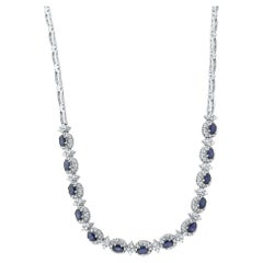 14kt White Gold Diamond and Sapphire Necklace with 4.00ct Diamonds