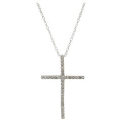 Collier croix en or blanc 14 carats et diamants