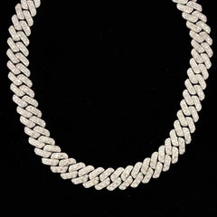 14kt White Gold Diamond Cuban Link Chain with 43.60ct Diamonds
