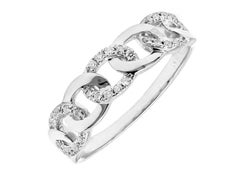 Contemporary 14KT White Gold Diamond Cuban Link Fashion Ring