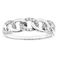 Contemporary 14KT White Gold Diamond Cuban Link Fashion Ring