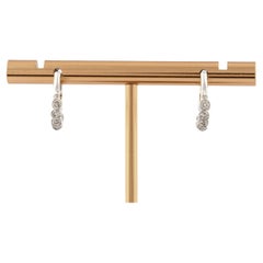 14KT White Gold Diamond Dangle Huggie Hoop Earrings