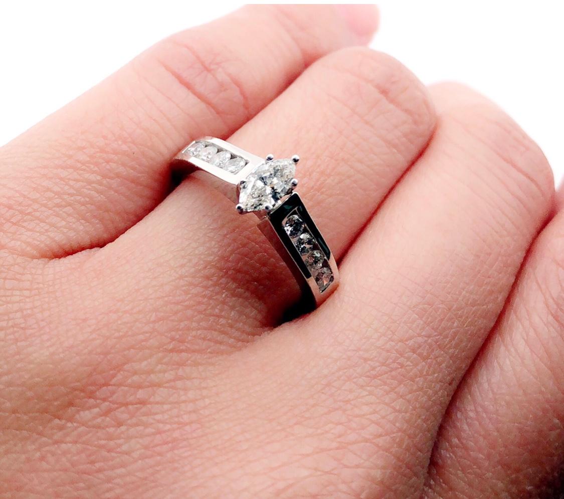 14 Karat White Gold Diamond Engagement Bridal Ring For Sale 7
