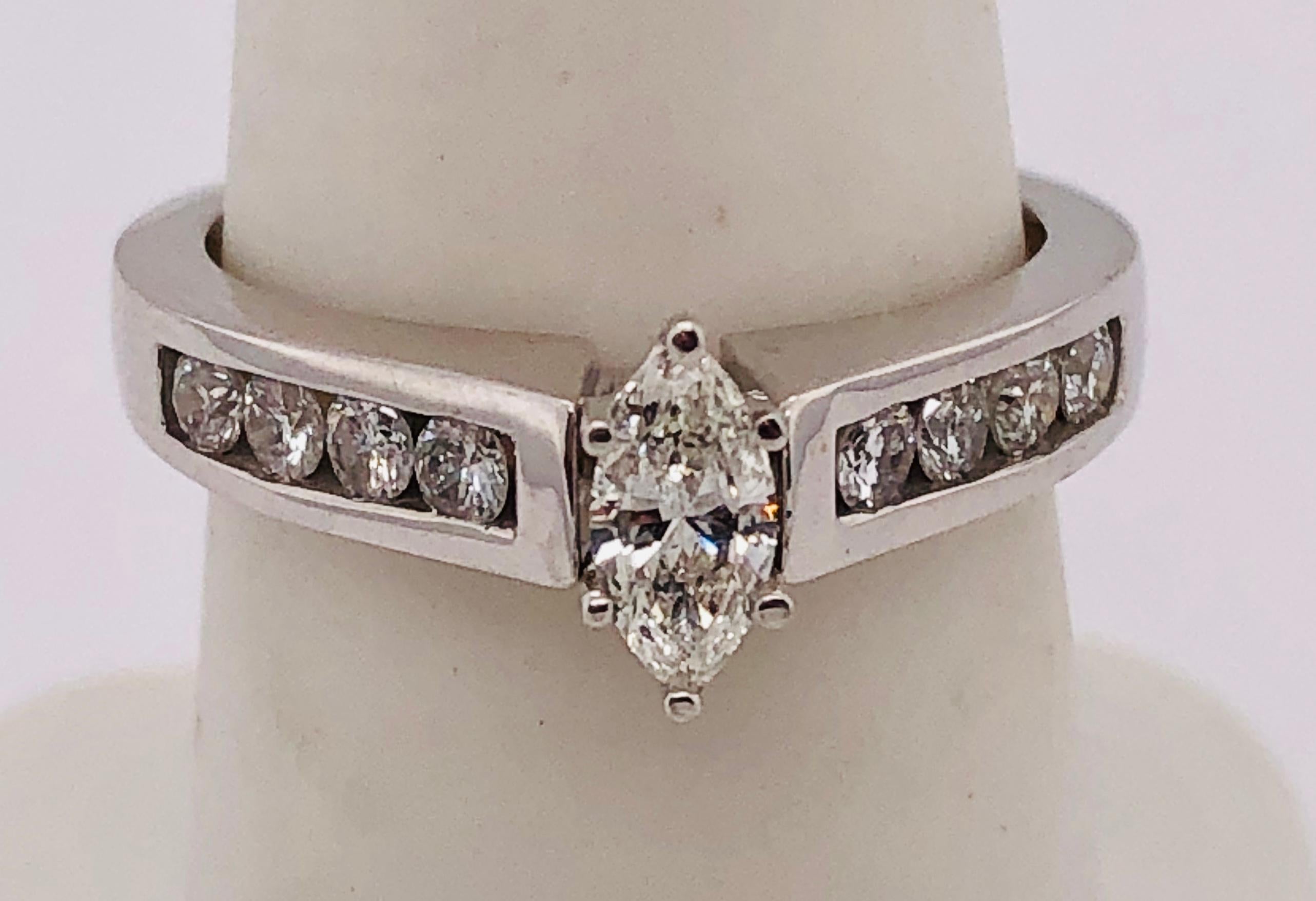 Modern 14 Karat White Gold Diamond Engagement Bridal Ring For Sale