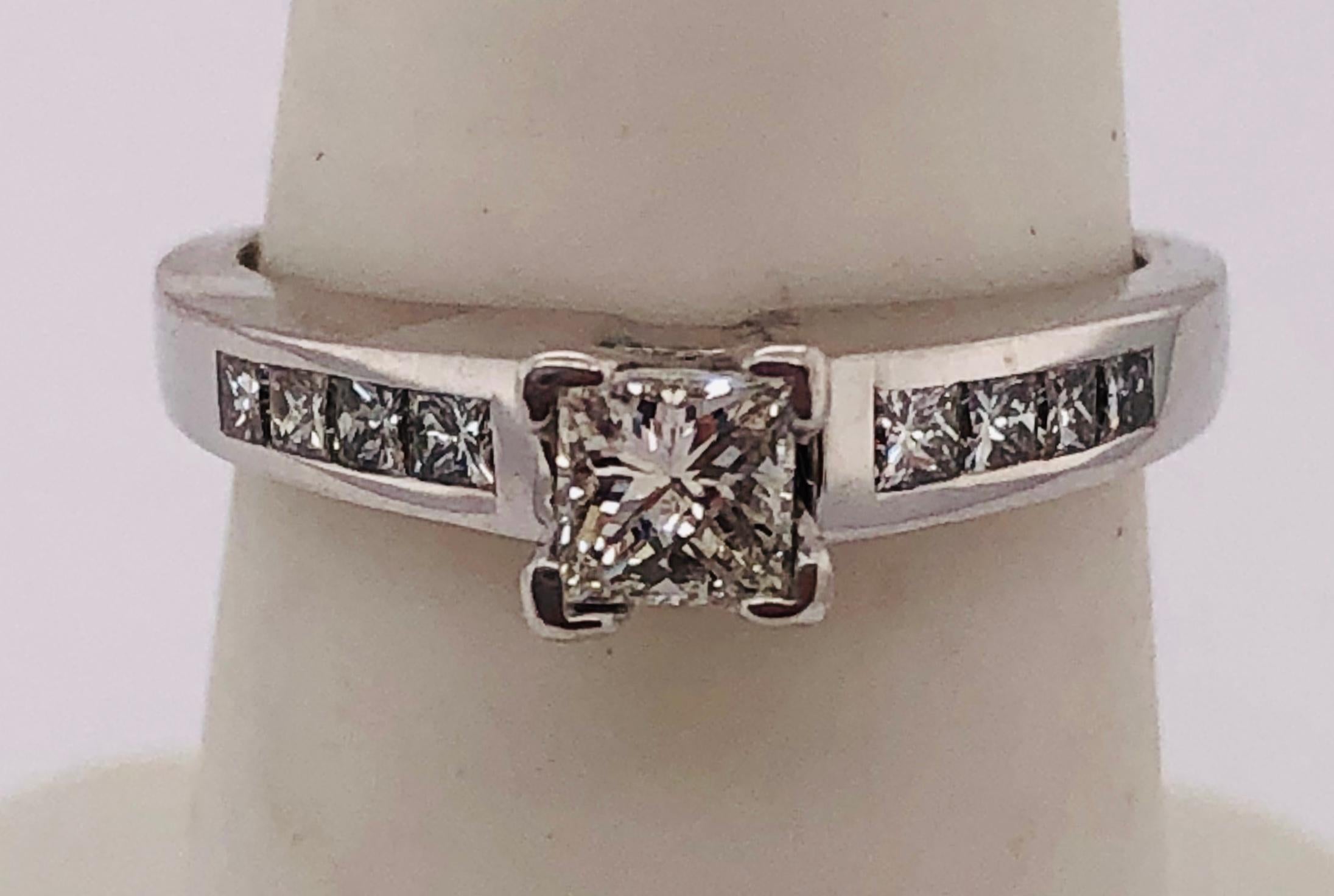 14 Karat White Gold Diamond Engagement Ring 1.40 Total Diamond Weight For Sale 1