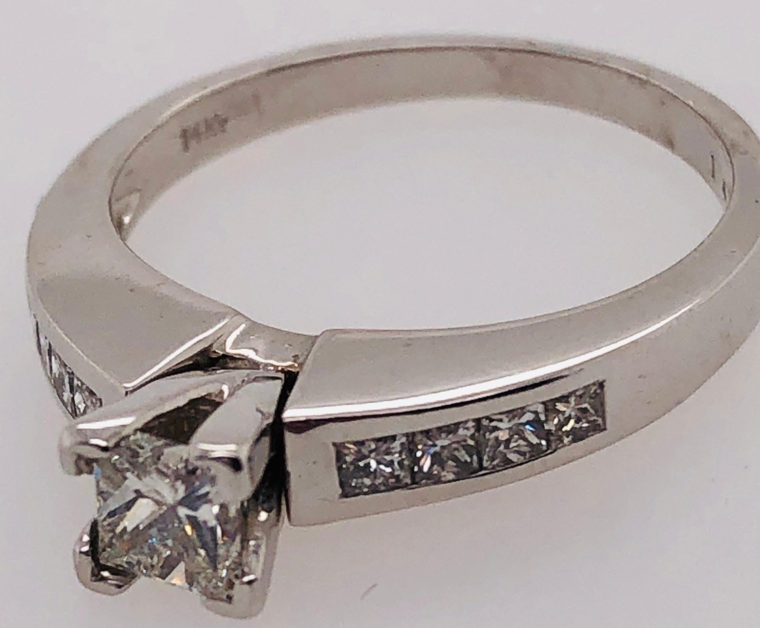 14 Karat White Gold Diamond Engagement Ring 1.40 Total Diamond Weight For Sale 3
