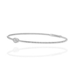 14KT White Gold Diamond 'Evil Eye' Flex Bangle