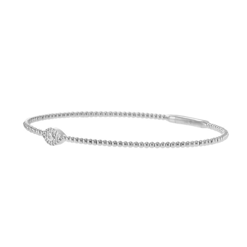 14KT Weißgold Diamant 'Evil Eye' Flex Armreif (Rundschliff) im Angebot
