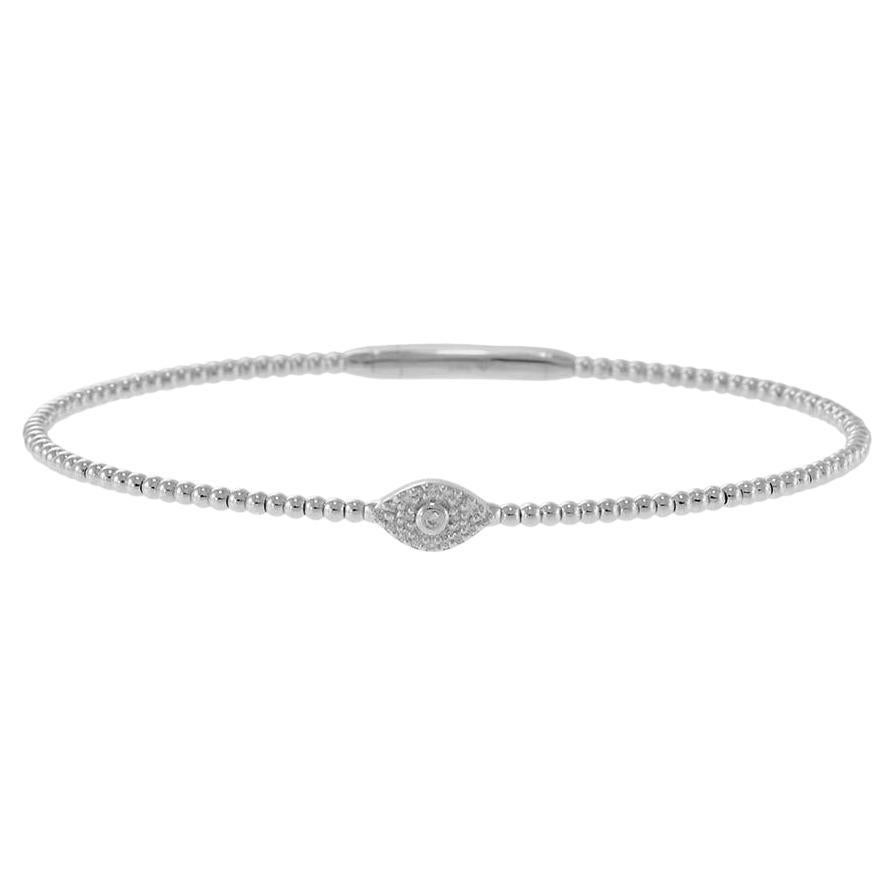 14KT White Gold Diamond 'Evil Eye' Flex Bangle
