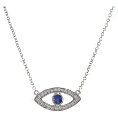 14KT Weißgold Diamant-Anhänger mit Evil Eye