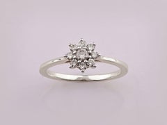 14KT White Gold Diamond Flower Cluster Ring - Contemporary Design