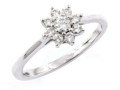 Anello a grappolo con diamante in oro bianco 14KT