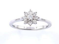 14KT White Gold Diamond Flower Cluster Ring - Contemporary Design