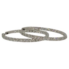 14kt Weißgold Diamant-Ring-Ohrringe, 3,84cttw, Inside-Out-Stil, 43mm x 41mm