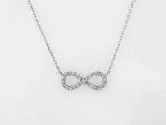 14KT White Gold Diamond Infinity Pendant Necklace, Contemporary Design