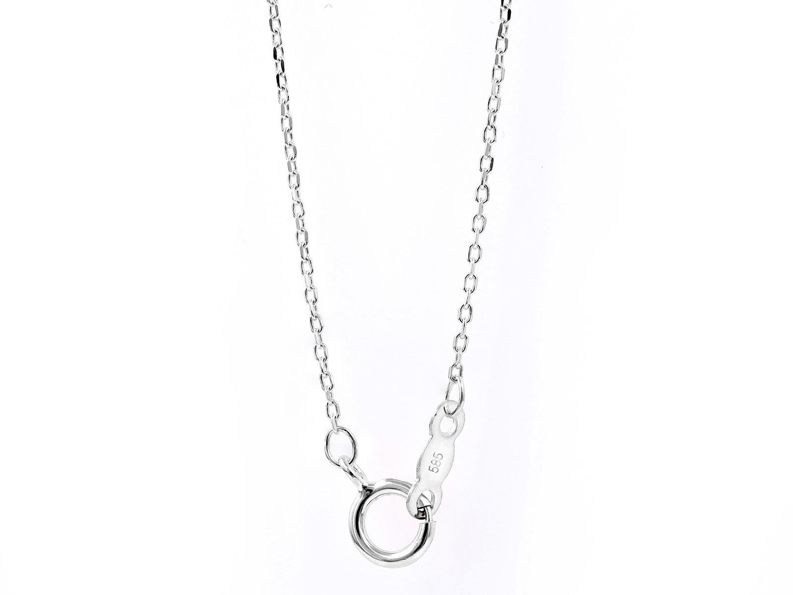 Collier pendentif infini en or blanc 14KT avec diamants en vente 2