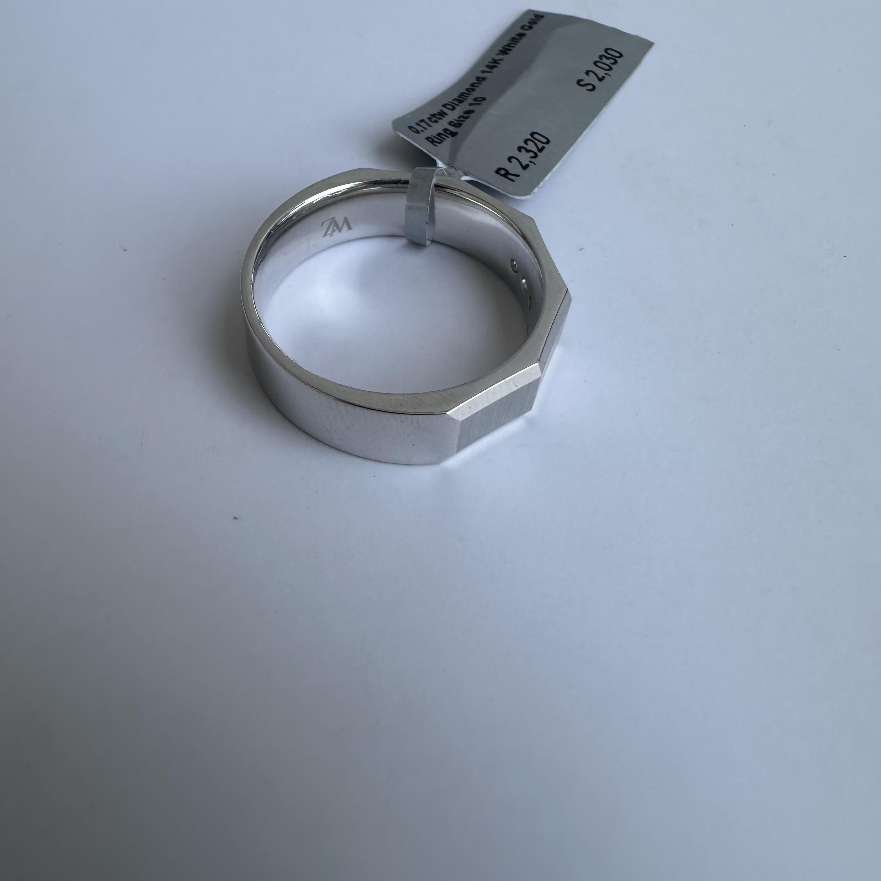 14kt White Gold Diamond Men's Ring - 0.17ctw FG VS/SI Princess Cut Diamonds, New 2