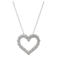 Colgante Corazón Abierto Diamante Oro Blanco 14KT Con Cadena