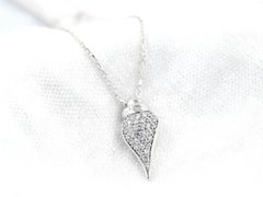 14KT White Gold Diamond Pave Seashell Pendant Necklace
