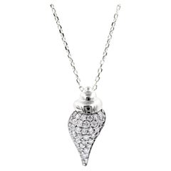 14KT White Gold Diamond Pave Seashell Pendant Necklace