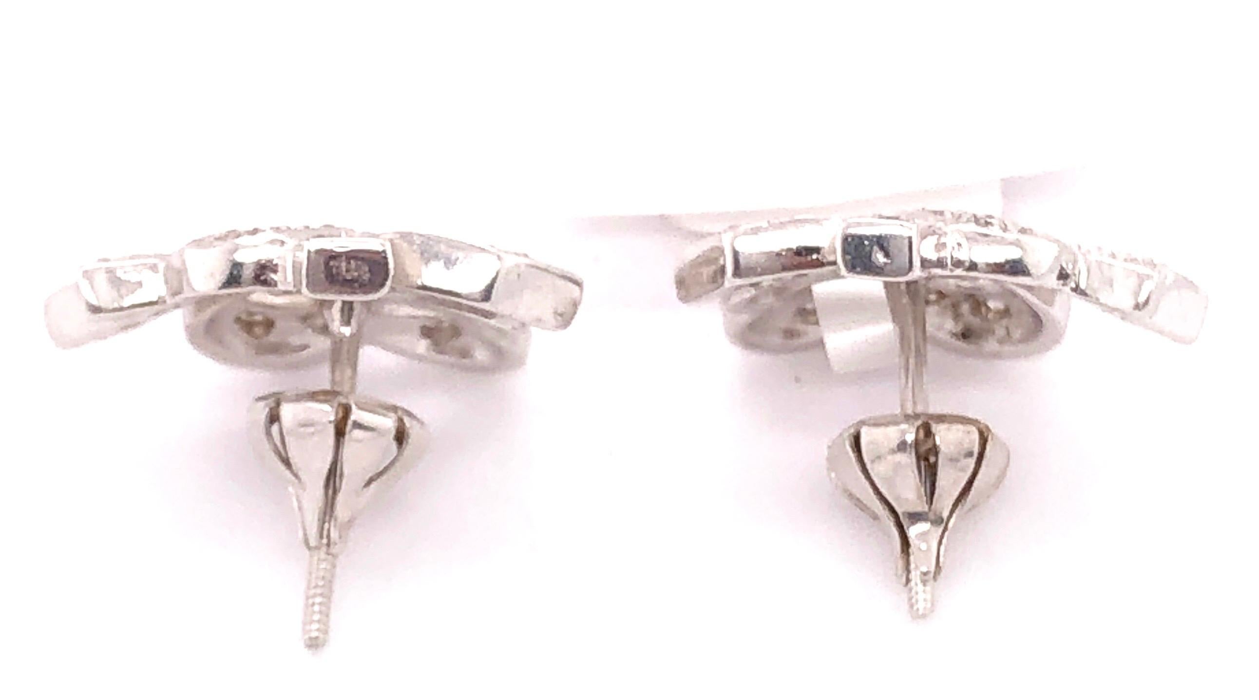 14 Karat White Gold Diamond Post Earrings Art Deco Style Screw Back For Sale 2