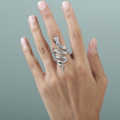 Bague serpent en or blanc 14KT avec diamants