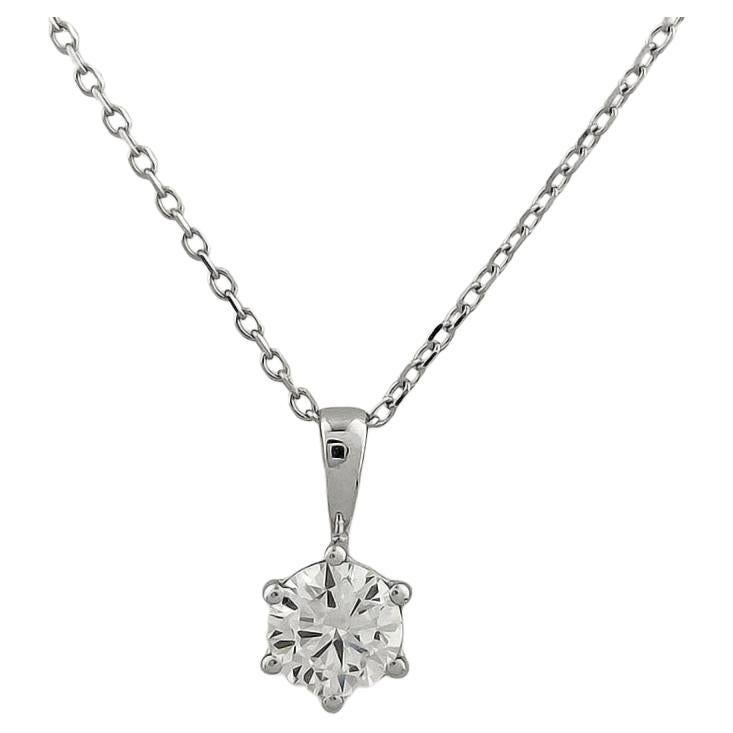 14KT White Gold Diamond Solitaire Pendant Necklace
