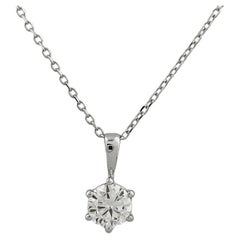 14KT White Gold Diamond Solitaire Pendant Necklace