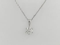 14KT White Gold Diamond Solitaire Pendant Necklace